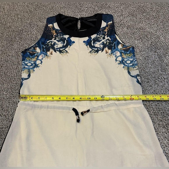 LIANG E LIANG YING Size L Ivory Blue Silky Blue Abstract Print Dress R $95 - Picture 10 of 12
